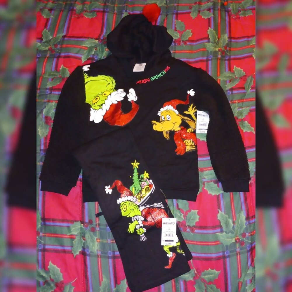 Merry Grinchmas Sweatpants & Hoodie 6/6x NWT Grinch Max